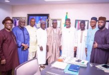 Acting national chairman of APC, Sen. Abu Kyari shortly after a meeting with north east stakeholders where Idris Shuaibu was ratified as the substantive chairman of the party in Adamawa State.