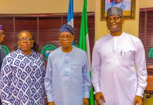 The minister of marine and blue economy, Oyetola during a function.