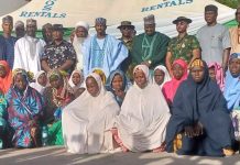 Sokoto governor with the rescued female abductees.