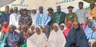 Sokoto governor with the rescued female abductees.