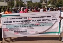 MAUTH staff observing solidarity walk in honour of world anti-graft day.