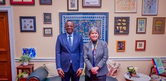 Minister of state defence, Bello Matawalle with Congress woman Betty McCollum.