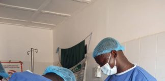 Doctors at work during the medical outreach.