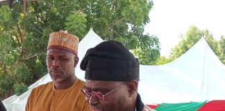Sen Binos Dauda Yaroe during the commissioning of the projects at Lamza in Guyuk LG on Wednesday.