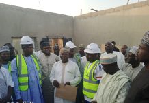 The minister of education during the project inspection tour at GMMC Yola, on Monday.