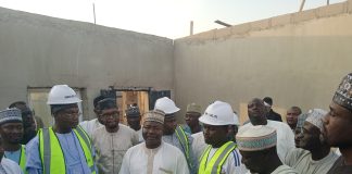 The minister of education during the project inspection tour at GMMC Yola, on Monday.