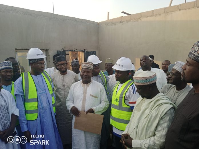 The minister of education during the project inspection tour at GMMC Yola, on Monday.