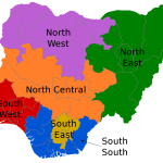 Map of geopolitical zones of Nigeria.