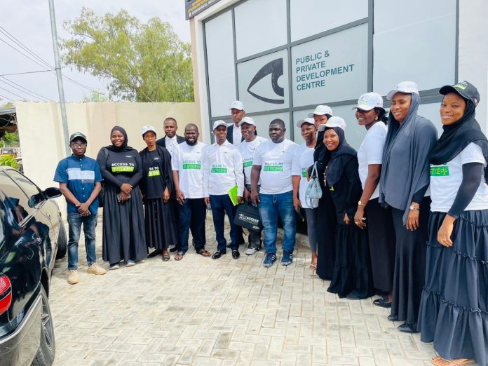 A group picture of PPDC team during the visit to NCoS Yola office on Thursday.
