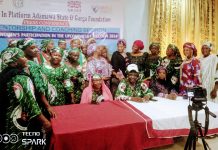 A group photo of the women leaders during the press conference which took place on Wednesday in Yola.