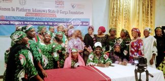 A group photo of the women leaders during the press conference which took place on Wednesday in Yola.