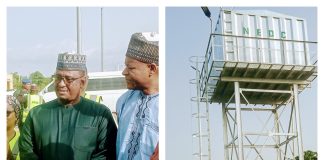 NEDC MD and his team during the inspection of projects in Yola on Thursday.