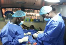 Surgeons conducting operation during the exercise at Bare on Saturday.