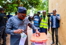 Fintiri casting his vote during the election.