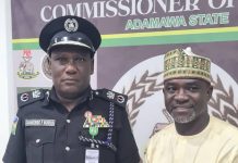 Ahmed Lawal and Adamawa State CP shortly after the visit on Monday.