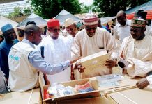 Flagging off of the distribution of the learning materials in Yola on Thursday.