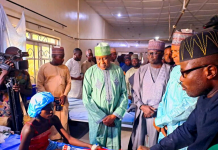 NEDC MD, Mohammed Alkali during the sympathy visit on victims of Gwoza bombing.