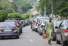 Petrol queue in Nigeria.