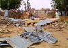 The destroyed village.