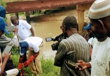 The acting managing director UBRBDA planting a tree at the river Chouchi irrigation project on Monday in commemoration of world rivers day.