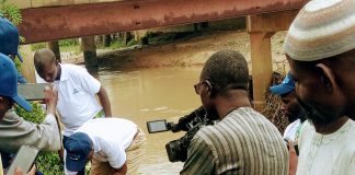 The acting managing director UBRBDA planting a tree at the river Chouchi irrigation project on Monday in commemoration of world rivers day.
