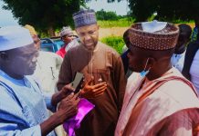 Medical Director (FMC) Birnin Kudu, Dr Adamu Abdullahi Atterwharmie, Taura LGA Council chairman Shuaibu Hambali and the member representing Taura/Ringim Federal Constitiency Sa'adu Wada during condolence visit in Majiya.