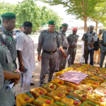 The Area comptroller of customs displaying the seized items before newsmen on Thursday in Yola.