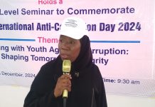 Barr Hapsat Abdullahi, Adamawa State coordinator of RoLAC making her remarks during the high level seminar in Yola on Friday.