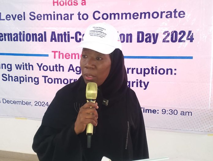 Barr Hapsat Abdullahi, Adamawa State coordinator of RoLAC making her remarks during the high level seminar in Yola on Friday.