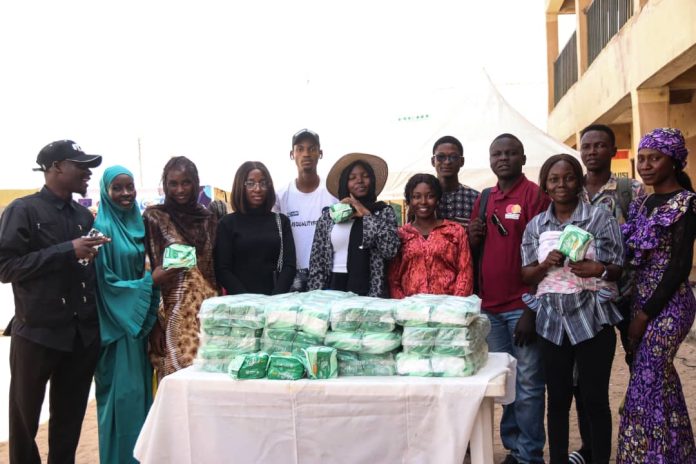 Group picture of stakeholders during the opening of sanitary pad bank at GDJSS Yelwa, on Friday.
