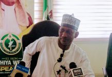 Hon Musa Mahmud Kallamu addressing a press conference at Adamawa State house of assembly, Yola, Friday.