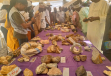 Various mineral deposits, precious stones in display during the summit which started from Tuesday in Yola.