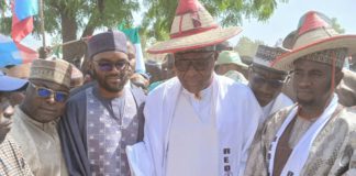 Dogara, Sen Buba and other dignitaries at the commissioning of the road project in Bauchi on Saturday.