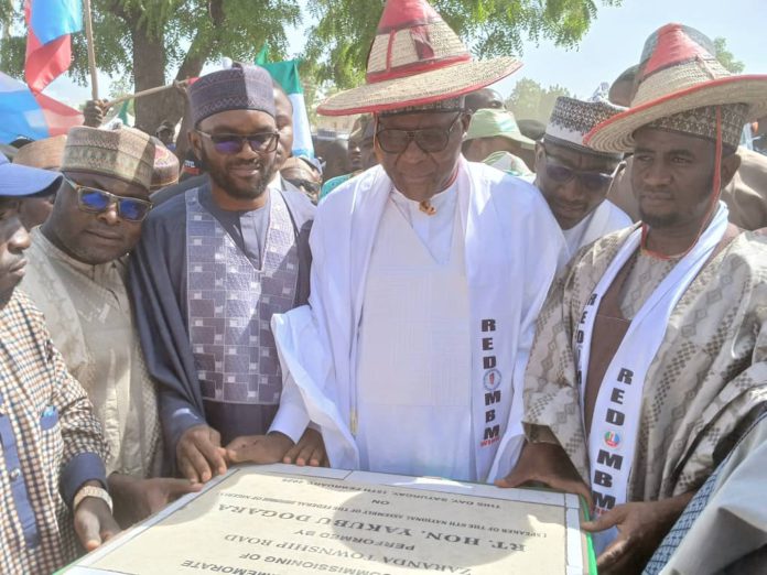 Dogara, Sen Buba and other dignitaries at the commissioning of the road project in Bauchi on Saturday.