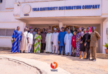 Officials of YEDC in a group photo with journalists during the media engagement.