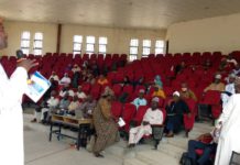 One of the resource persons making presentation during the training.