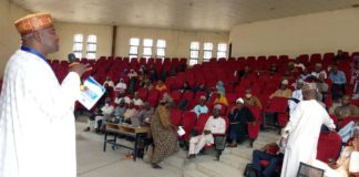 One of the resource persons making presentation during the training.