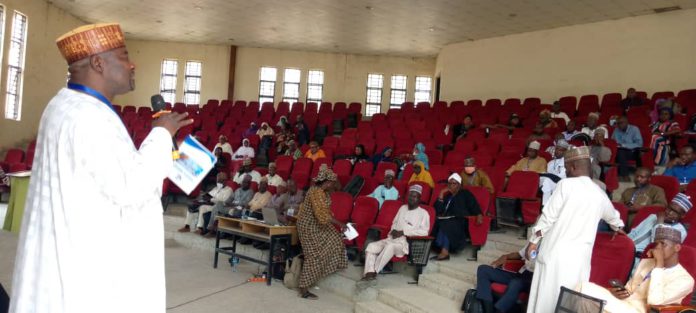 One of the resource persons making presentation during the training.