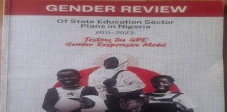 Snapshot of cover page of the Gender Review of State Education Sector Plans in Nigeria 2011-2023.
