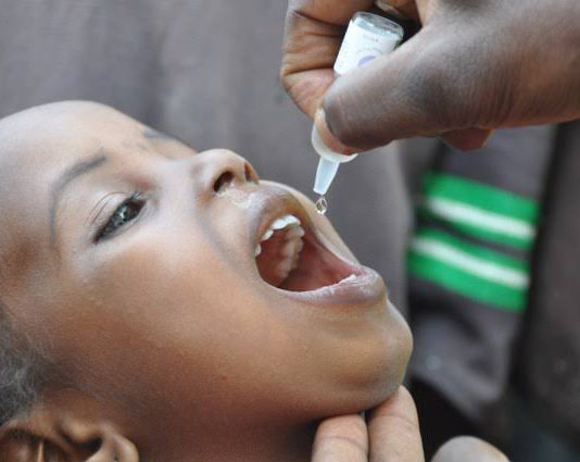 Polio immunization in process.