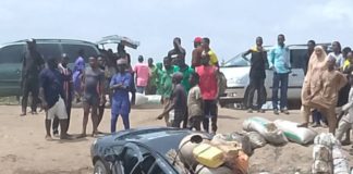 The plunged vehicle after rescue.