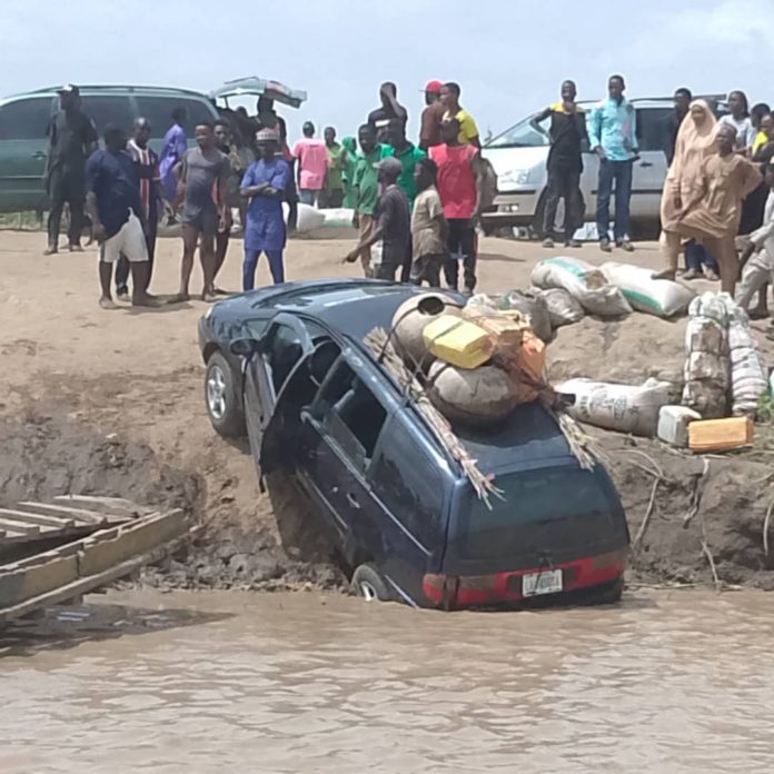 The plunged vehicle after rescue.