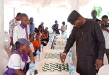 Sen. Yaroe engaging with some of the competitors.
