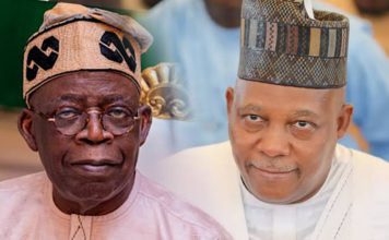 A picture of president Tinubu alongside the vice president, Kashim Shettima.