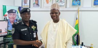Nan MD, Ali M. Ali and Adamawa CP Dankombo Morris, during a courtesy visit of NAN management to the CP in Yola.