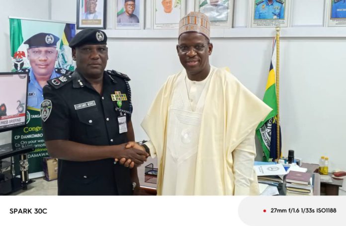 Nan MD, Ali M. Ali and Adamawa CP Dankombo Morris, during a courtesy visit of NAN management to the CP in Yola.