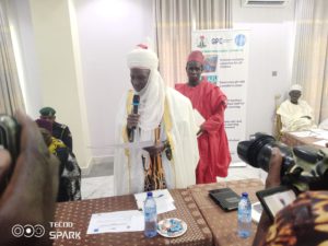 Representative of Lamido and district head of Karewa, Barr. Musa Abdul making his pledge during the event.