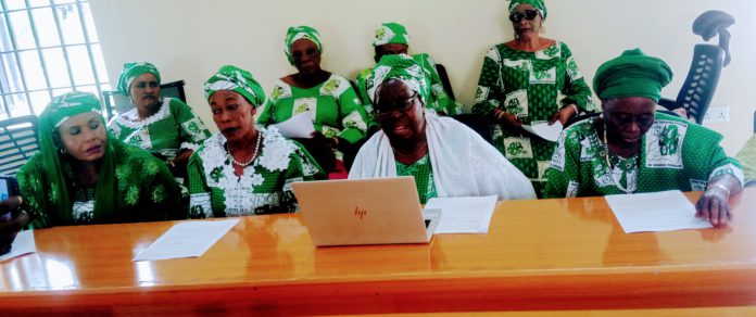 Adamawa State president of NCWS, Agiso flanked by other members of the council during the press conference in Yola, Friday.