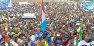 Mammoth crowd of supporters during the grand finale of APC rally at Gangwari square, Ganye on Thursday.