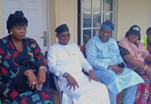 Sen. Yaroe flanked by other dignitaries during the presentation of the equipments at Kojoli town, Friday.